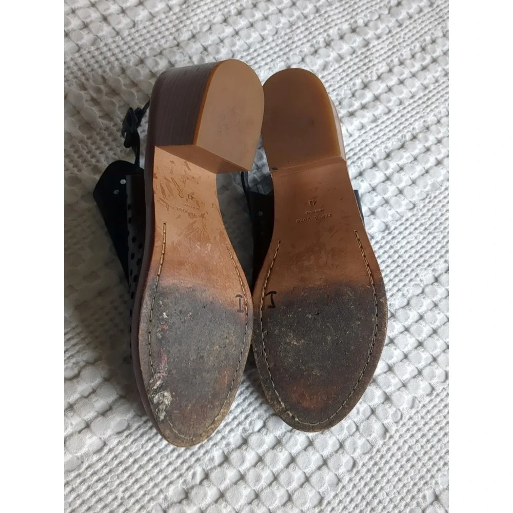 Rag & Bone Wyatt Perforated Leather City Sandals Black Sz 10.5 US 41 EU